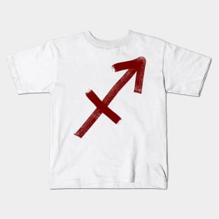 Red Sagittarius on black paper Kids T-Shirt